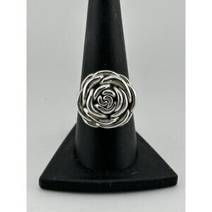 Eves Addiction Sterling Silver Puffy Rose Ring Size 9 Womens 8 Grams